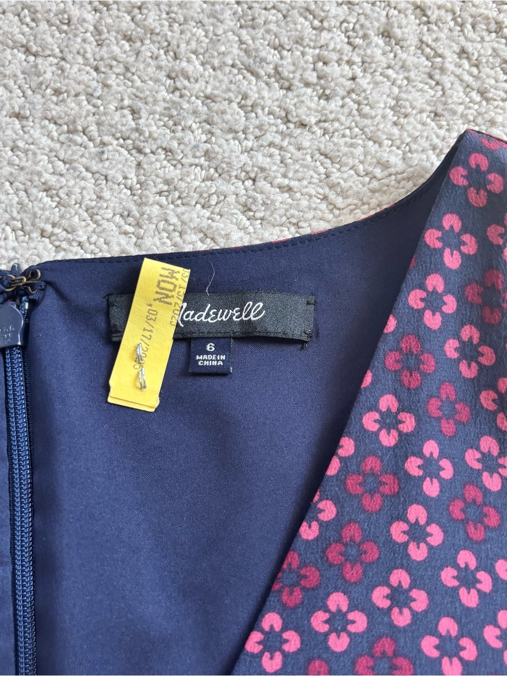 Madewell Purple Patterned silk V-Neck Ruffle Sleeve Mini Dress - Picture 4 of 6